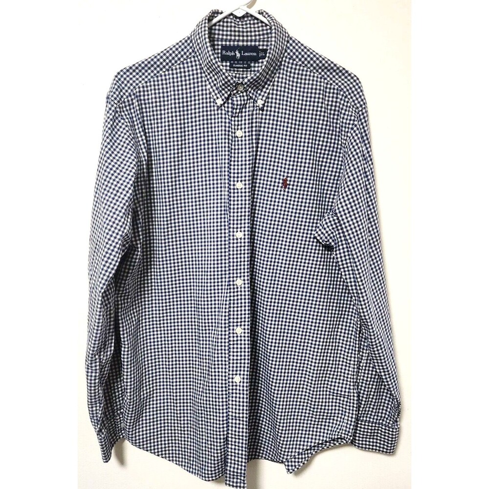 Ralph Lauren Slim Fit Button down Long Sleeve Blue Men's Shirt Size L